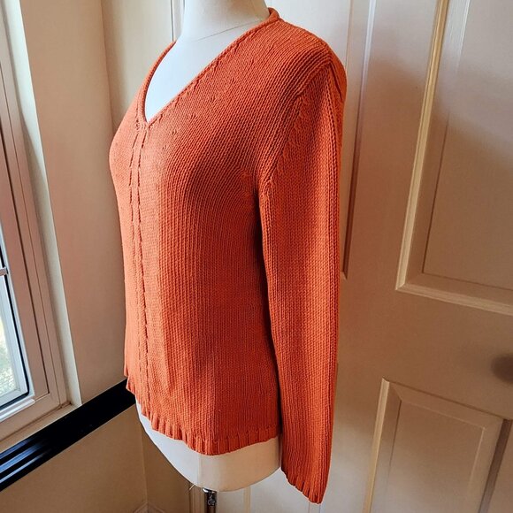 Gerry Weber Edition GERMANY V-neck Sweater Top Orange Cotton size M Autumn Soft - Picture 9 of 16